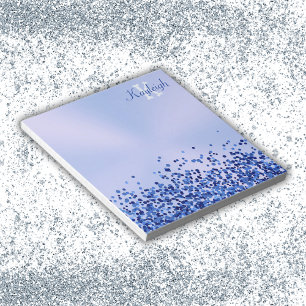 Bloco De Notas Monograma Simples Azul Brutado de Metal e Largura