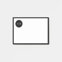 Monograma Simples de Círculo Preto e Branco