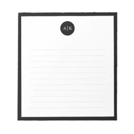 Bloco De Notas Monograma Simples Moderno Mínimo de Círculo Branco