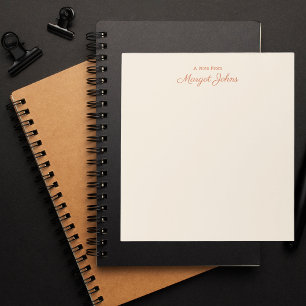 Bloco De Notas Monograma Simples Na moda Branco, Marfim e Coral