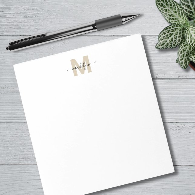 Bloco De Notas Monograma Simples Nome Ouro Negro (Black Gold Simple Name Monogram Notepad)