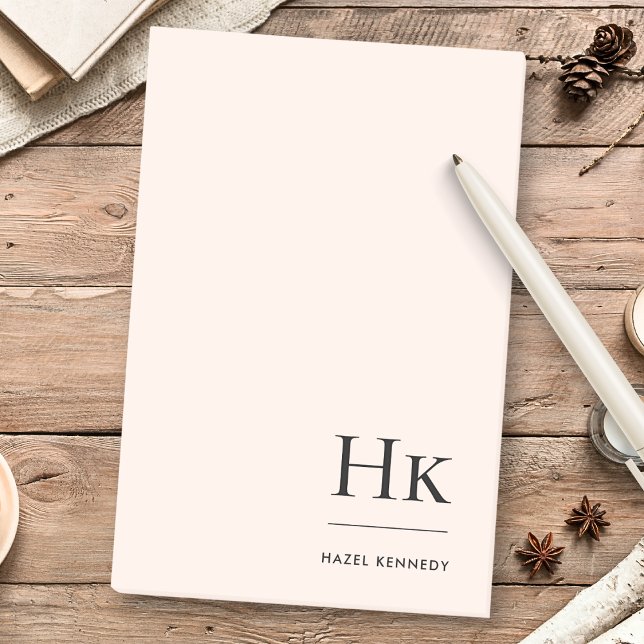 Bloco De Notas Monograma Simples Quadrado Quadrado Quadrado Rosa  (Criador carregado)