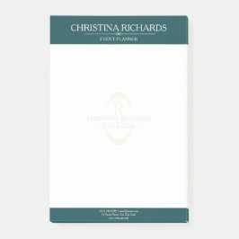 Bloco De Notas Monograma Teal Modern Elegante