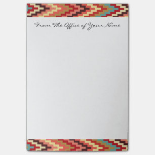 Bloco De Notas Monograma Terra Tons Ikat Chevron Zig Zag Padrão