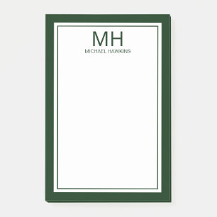 Bloco De Notas Monograma Verde Branco Masculino