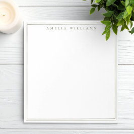 Bloco De Notas Monograma Verde Oliva Minimalista com Duas Bordas
