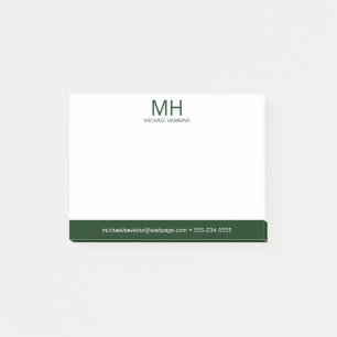 Bloco De Notas Monograma Verde para Homens
