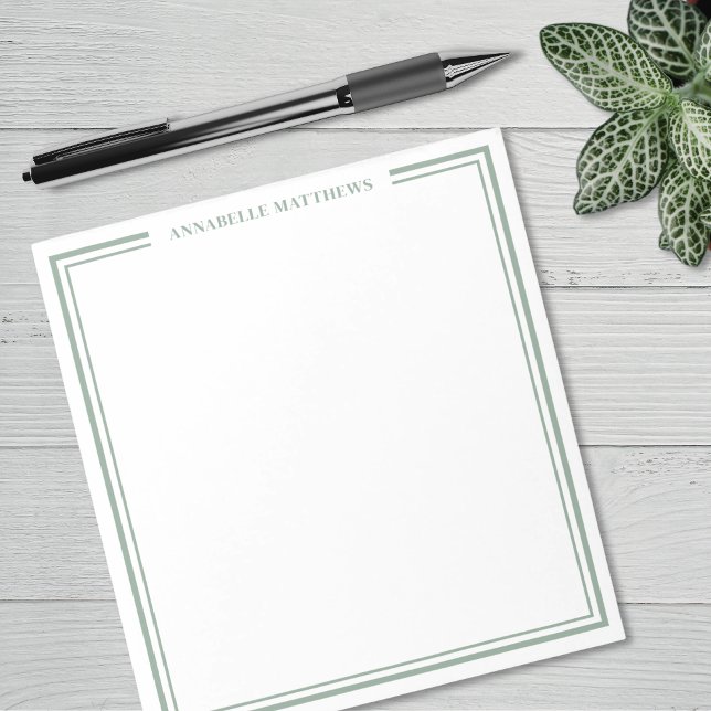 Bloco De Notas Monograma Verde Salvia (Sage Green Monogram Notepad )