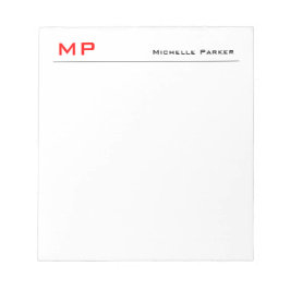 Bloco De Notas Monograma Vermelha Branca Profissional Simples Min