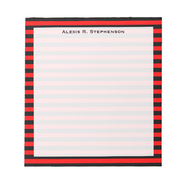 Bloco De Notas Monograma, Vermelho e Faixa Negra (Frente)