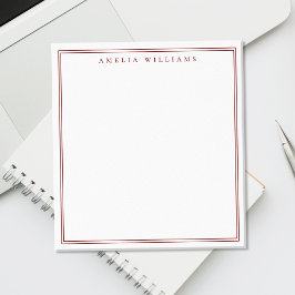 Bloco De Notas Monograma Vermelho Minimalista com Duas Bordas
