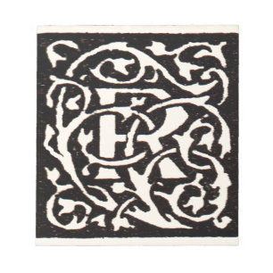 Bloco De Notas Monograma Vintage R Art Nouveau 