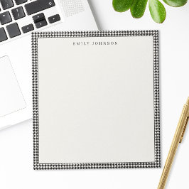 Bloco De Notas Monograma Xadrez Preto e Marfim Elegante