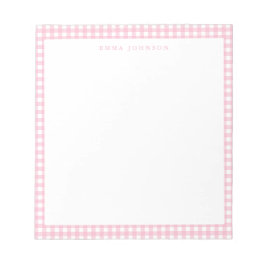 Bloco De Notas Monograma Xadrez Rosa Minimalista