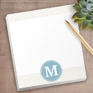 Bloco De Notas Monogramas personalizados do Pastel Blue e Linen C