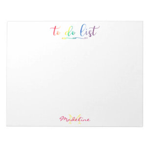 Bloco De Notas Monogrammed bonito para fazer o arco-íris moderno