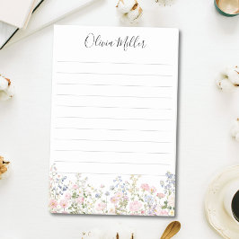 Bloco De Notas Monogrammed Colorful Flower Garden Floral Lined