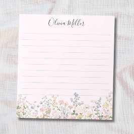 Bloco De Notas Monogrammed Colorful Flower Garden Floral Lined