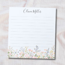 Bloco De Notas Monogrammed Colorful Flower Garden Floral Lined