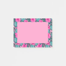 Monstera Leaves e Hibiscus, Teal e Rosa