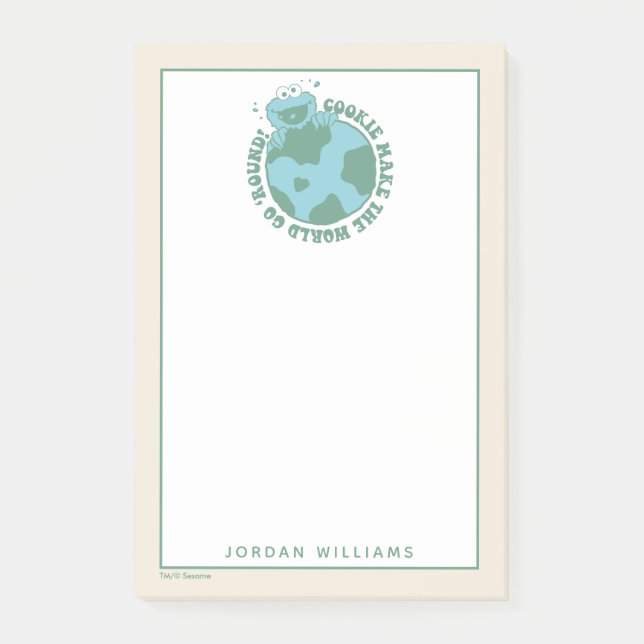 Bloco De Notas Monstro das Bolachas | Adicione seu Nome (Frente)