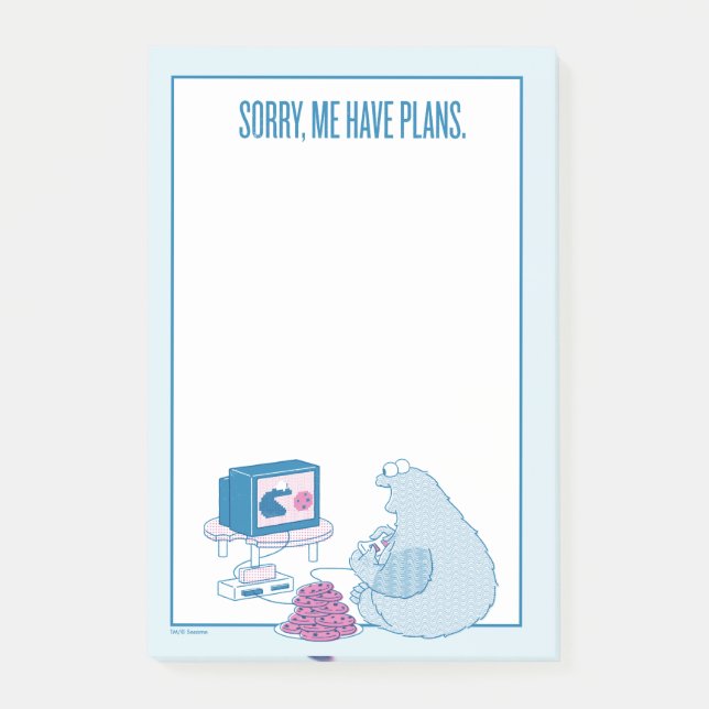 Bloco De Notas Monstro de cookies | Desculpe, Tenho Planos (Frente)