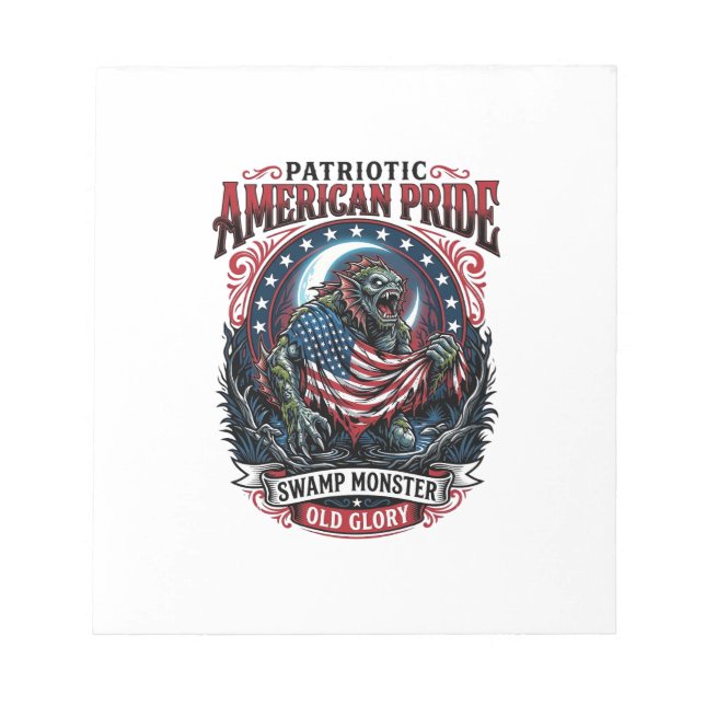 Bloco De Notas Monstro Patriótico do Pântano Horror Old Glory P (Frente)