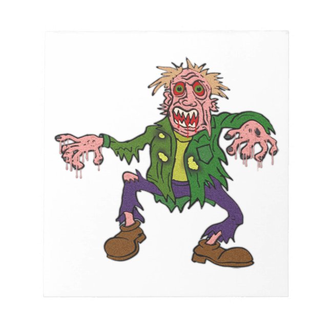 Bloco De Notas Monstro Zombie Verde das Halloween (Frente)