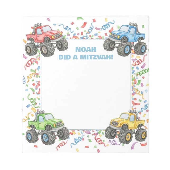 Bloco De Notas Monstros Coloridos Personalizados Mitzvah (Frente)