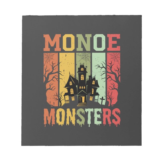 Bloco De Notas Monstros Retrô de Casa Assombrada de Halloween (Frente)
