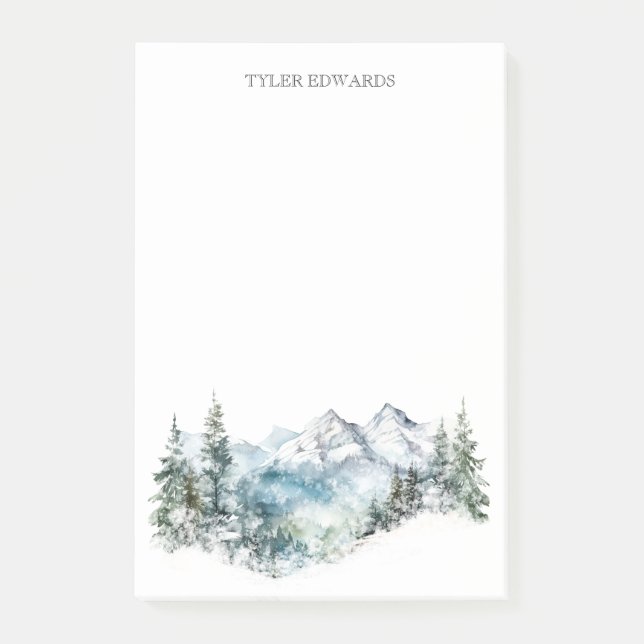 Bloco De Notas Montanha rústica aquarela personalizada (Frente)