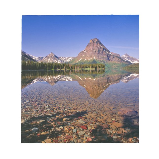 Bloco De Notas Montanhas refletem no calmo lago Two Medicine em (Frente)
