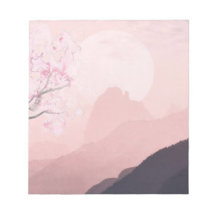 Bloco De Notas Montanhas Rosa Malva e Sol Horizonte