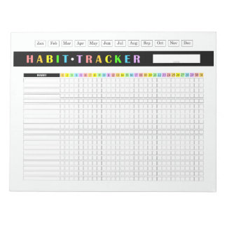 Bloco De Notas Monthly Habit Tracker Rainbow