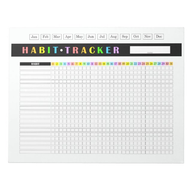 Bloco De Notas Monthly Habit Tracker Rainbow (Frente)