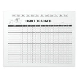 Bloco De Notas Monthly Habit Tracker White