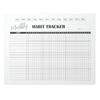 Bloco De Notas Monthly Habit Tracker White