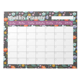 Bloco De Notas Monthly Planner Spring Colorful Flowers 