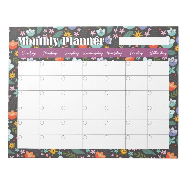 Bloco De Notas Monthly Planner Spring Colorful Flowers  (Frente)
