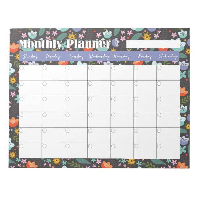 Bloco De Notas Monthly Planner Spring Colorful Flowers  (Frente)