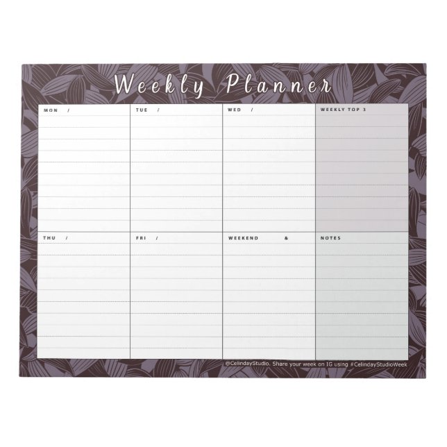 Bloco De Notas Moody Botanical Weekly Planner | Semana De Resumo (Frente)
