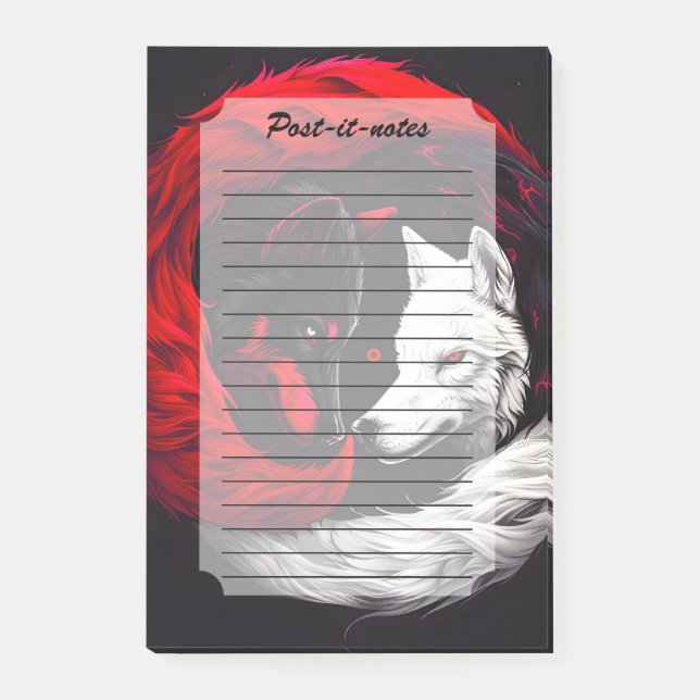 Bloco De Notas Moon Crimson Red White Wolf (Frente)