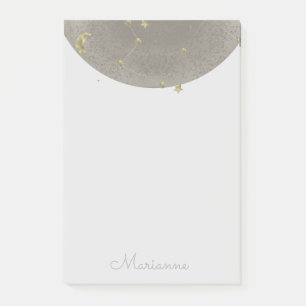 Bloco De Notas Moon Stars Faux Dourado