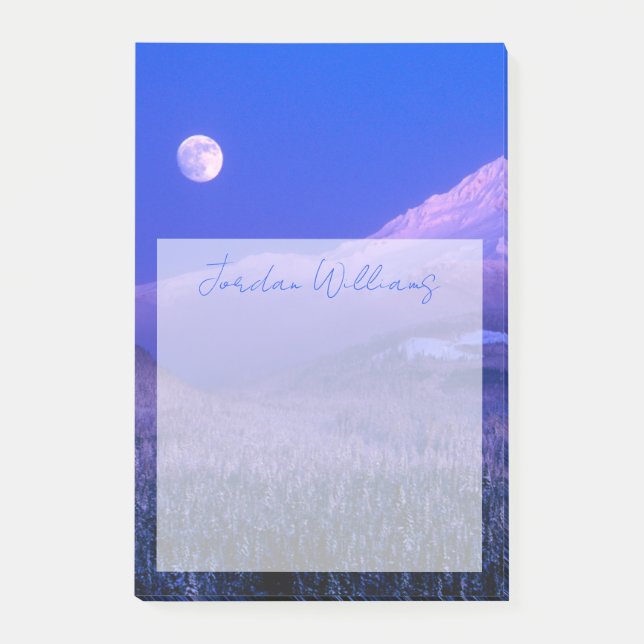 Bloco De Notas Moonrise sobre o Monte Hood Oregon no inverno (Frente)