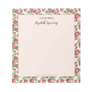 Bloco De Notas Morango Elegante, Ilustrado À Mão, Girly Pink