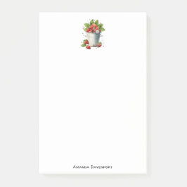 Bloco De Notas Morangos em um Balde