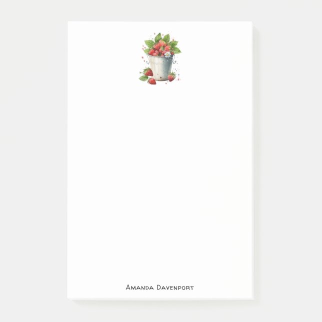Bloco De Notas Morangos em um Balde (Frente)