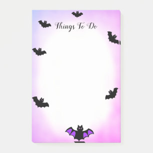 Bloco De Notas Morcegos de Halloween em coisas roxas e brancas pa
