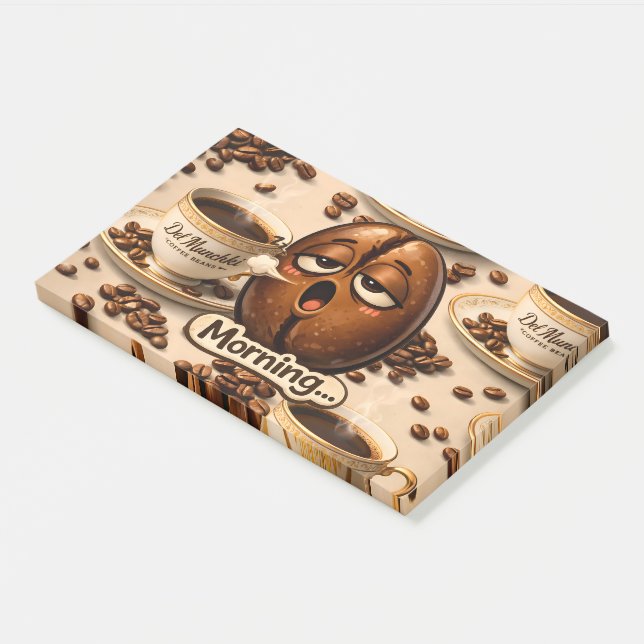 Bloco De Notas Morning, sleepy coffee bean funny relatable post (Inclinado)