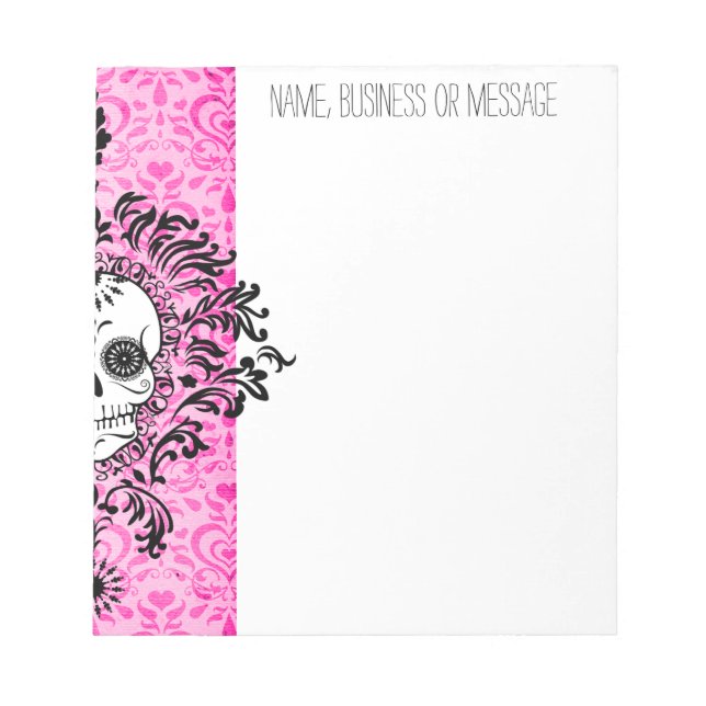 Bloco De Notas Morto Damask - Notepad Crânio de Açúcar Personaliz (Frente)